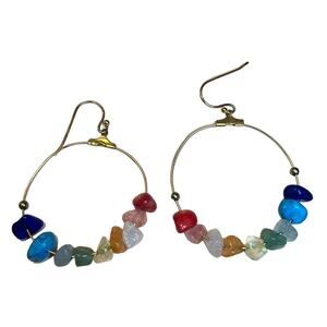 beautiful gem stone hoop earrings